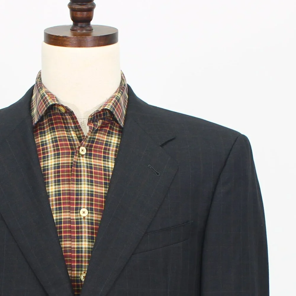 Armani Collezioni 44R Gray Blazer Sport Coat Jacket 2-Button Check T914